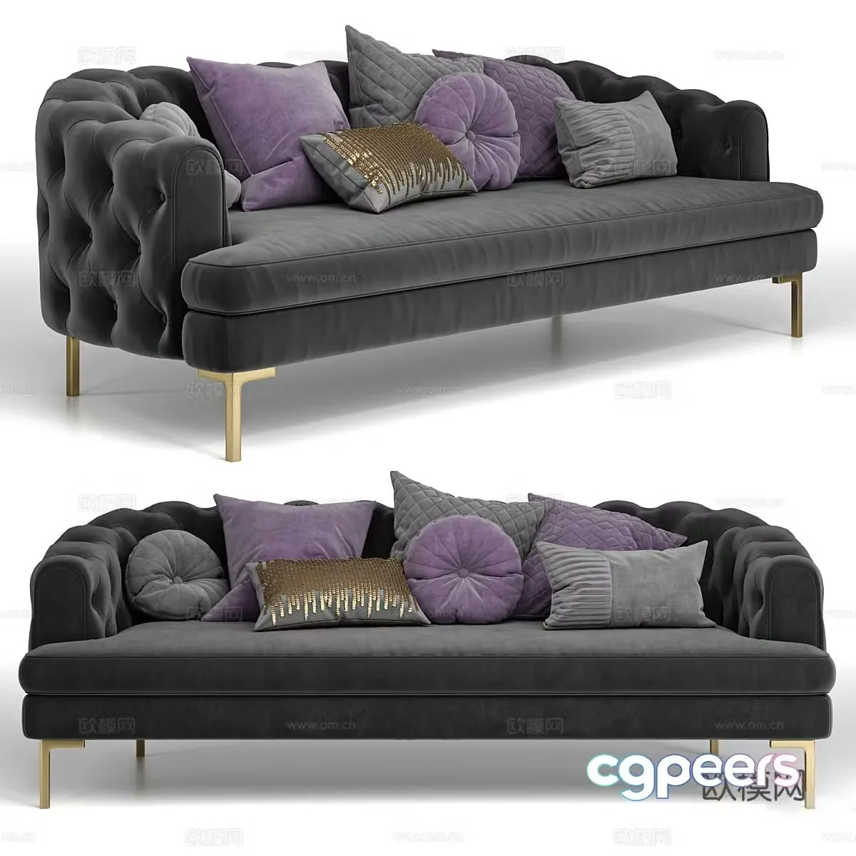 French light luxury special-shaped sofa 3D model