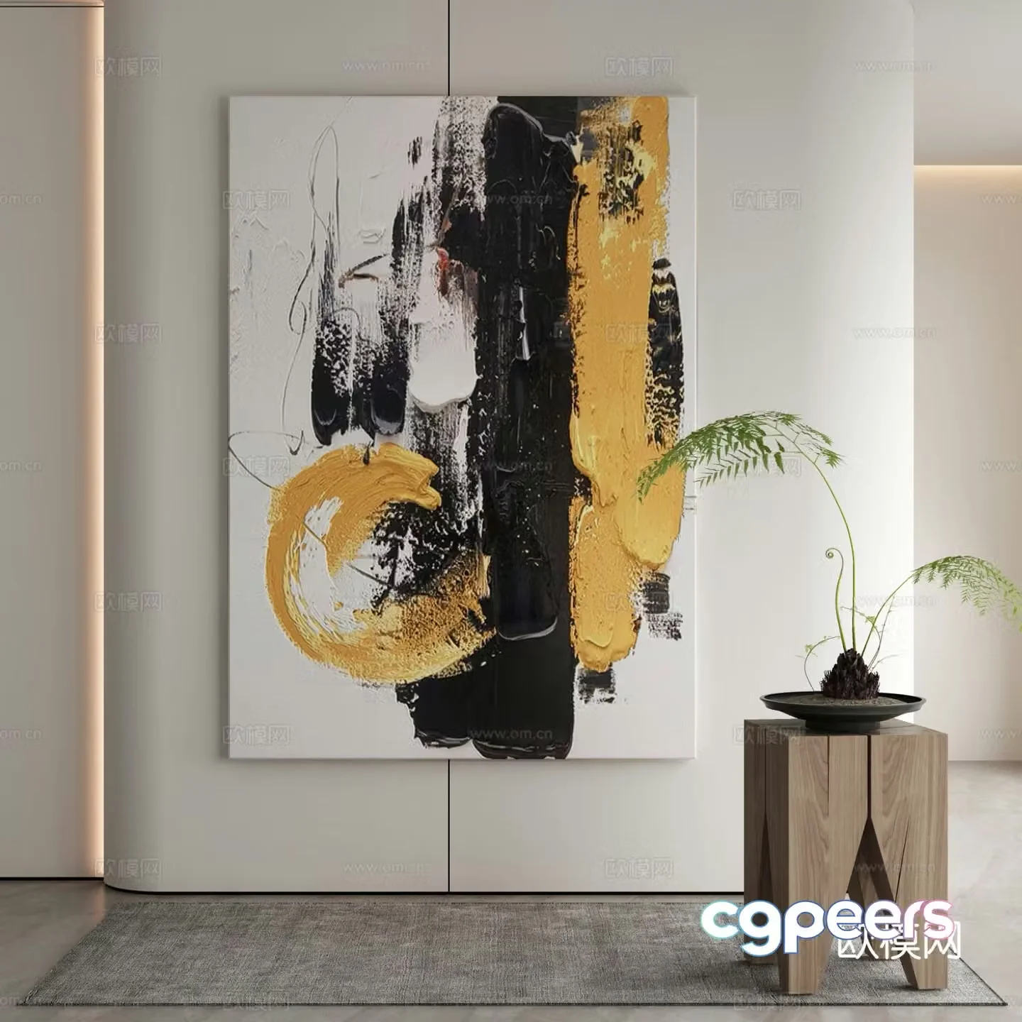Modern texture painting decorative painting 3d model