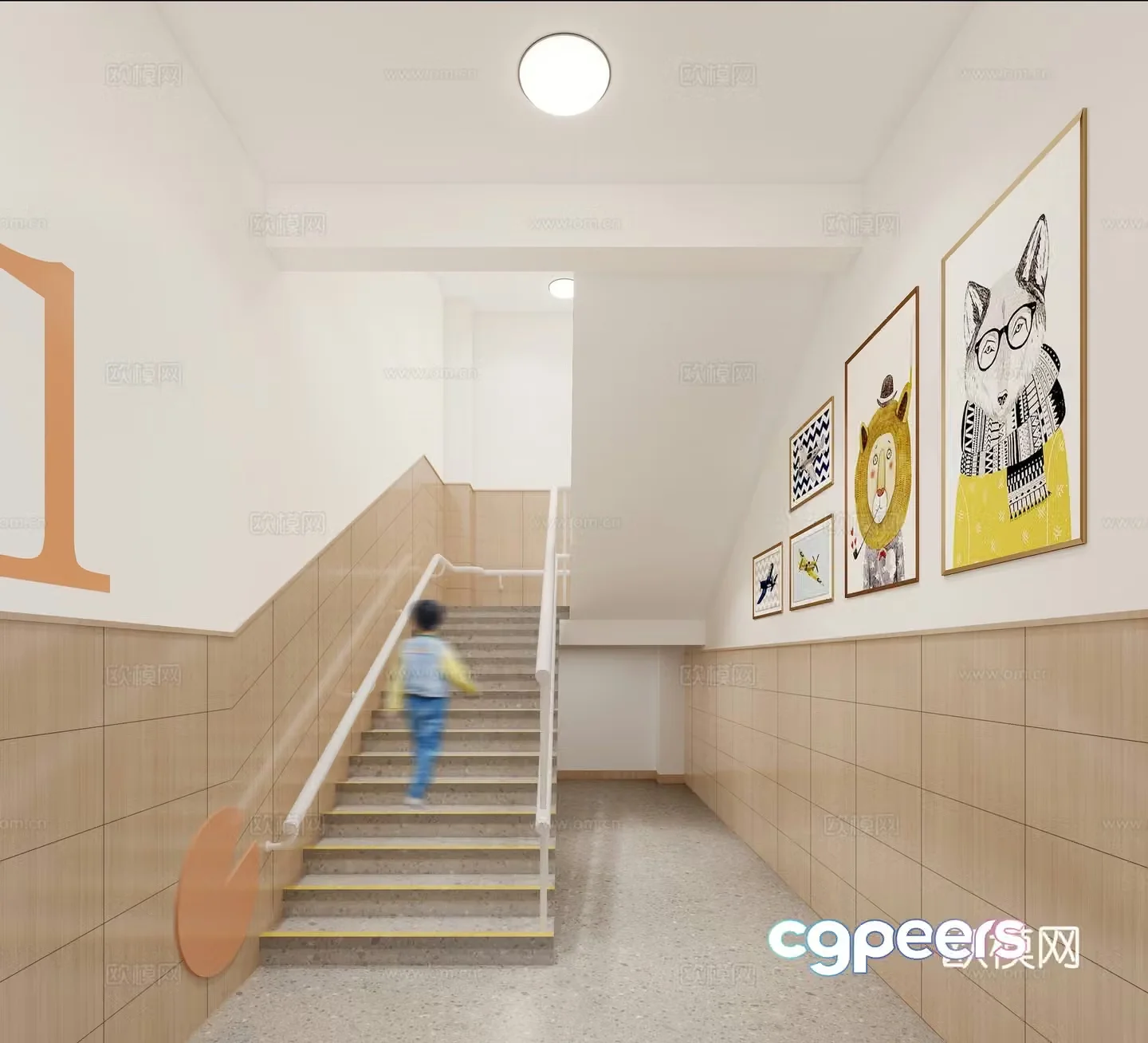 Modern kindergarten stairwell 3d model