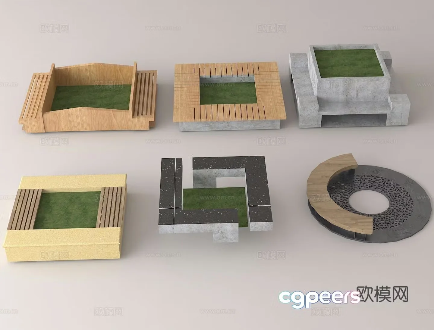 Outdoor greening facilities creative tree pool #wooden tree pool #landscape tree pool #green plant enclosure facilities 3D model