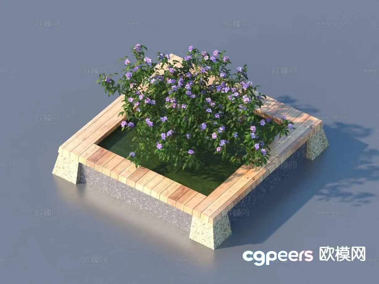 Flower pond chair flower bed landscape sketch 3D model