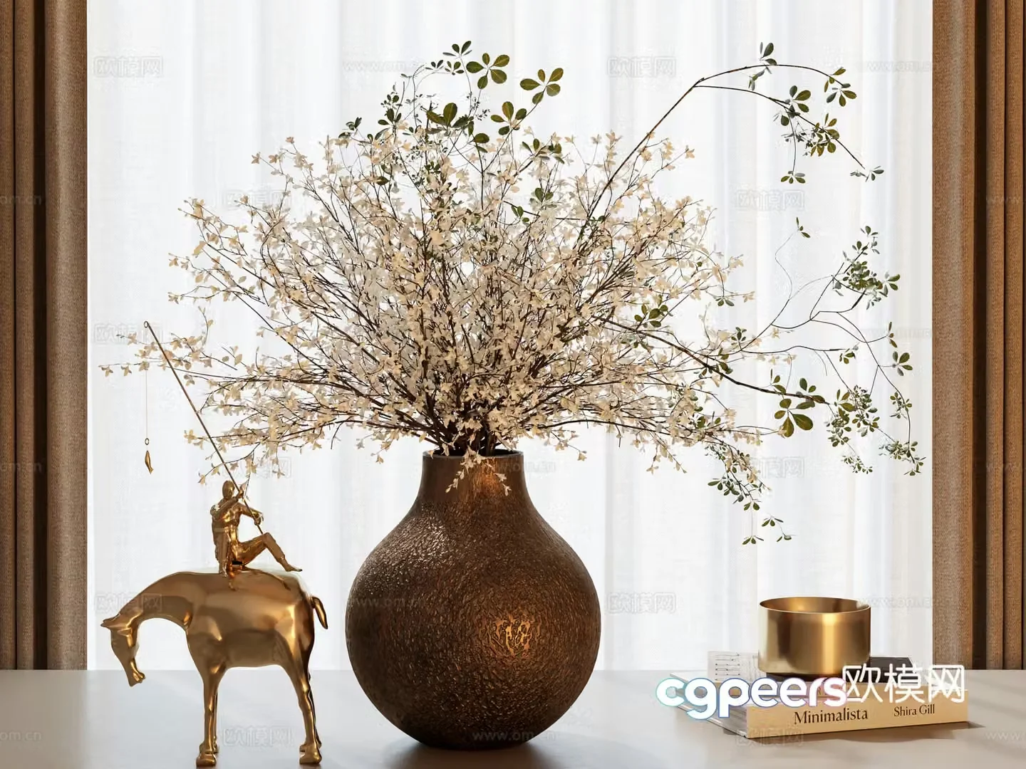 Light luxury flowers vase simulated flowers retro flowers wedding flower art starry sky dry flowers dry grass wine 3d model