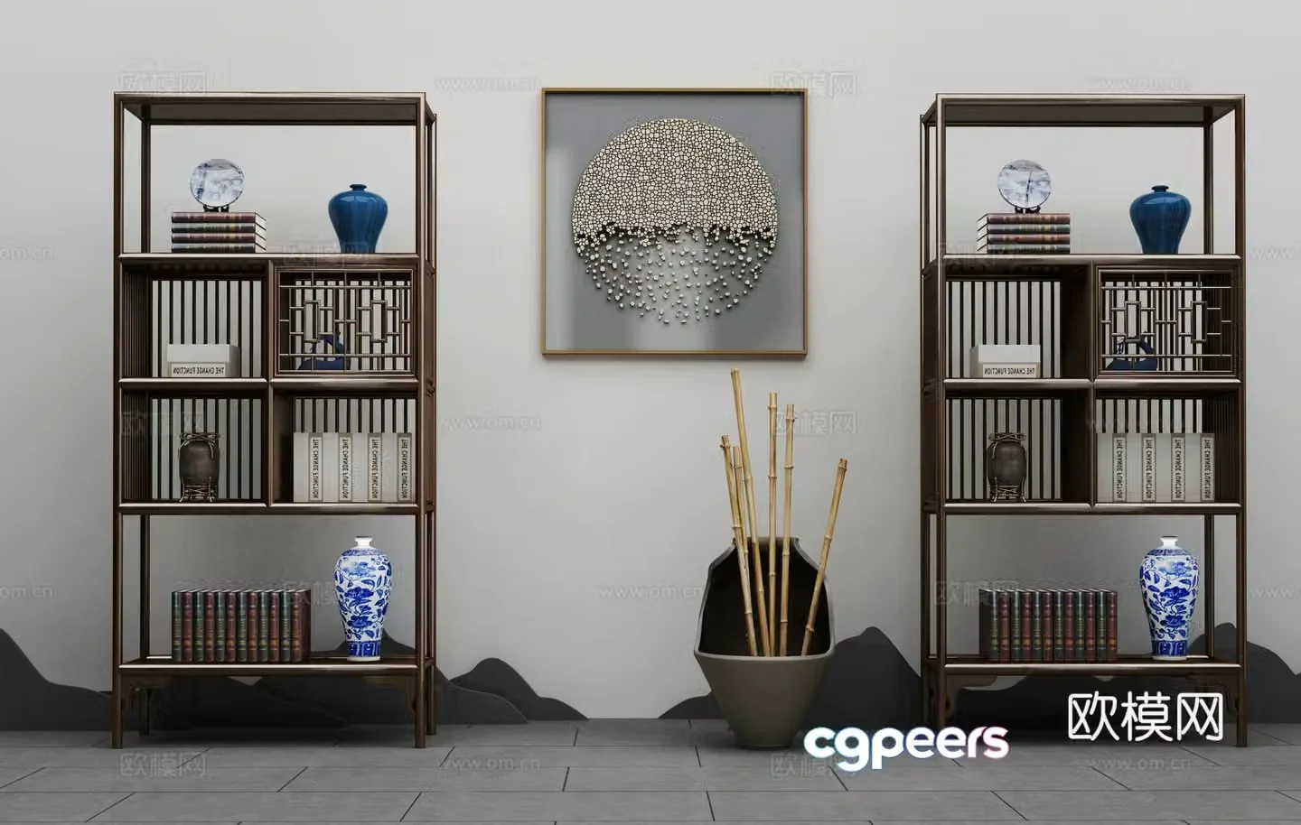 New Chinese style decorative cabinet 3D model