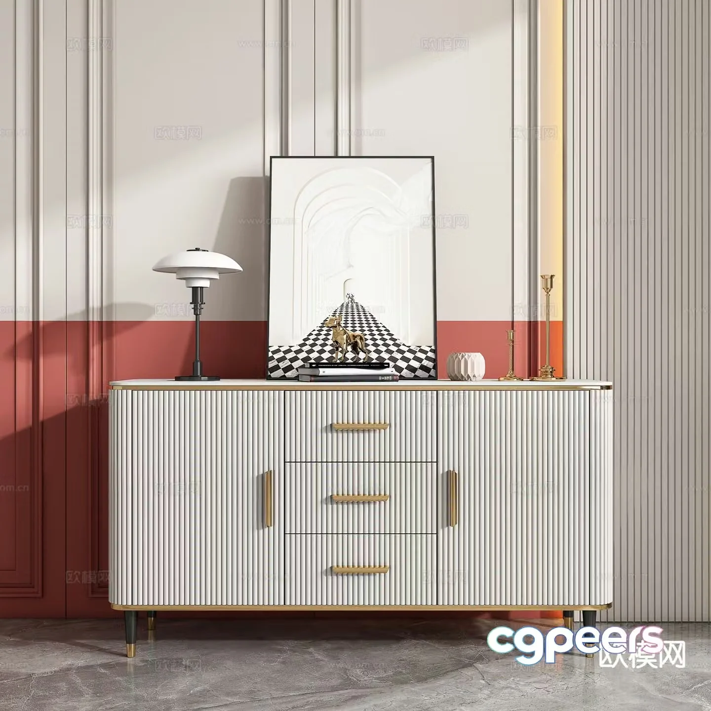 Modern chest of drawers side cabinet 3d model