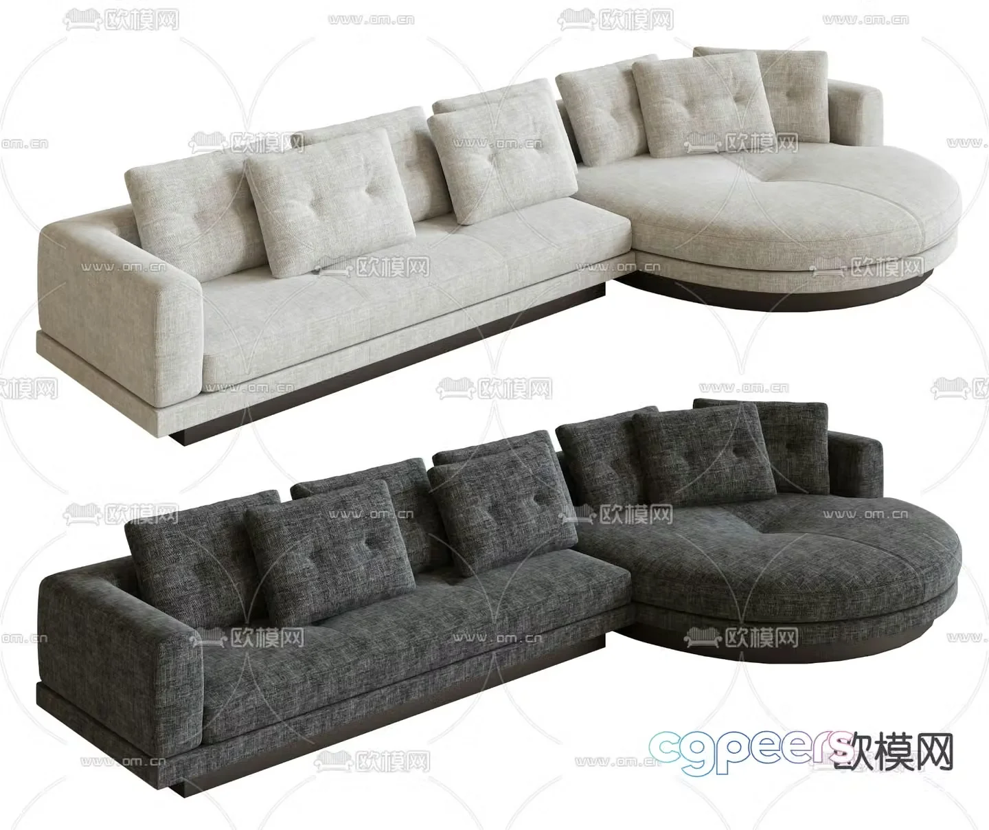 Fabric sofa multi-person sofa 3d model