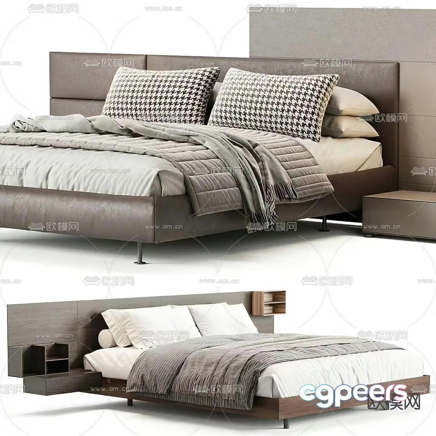 Modern double bed 3d model
