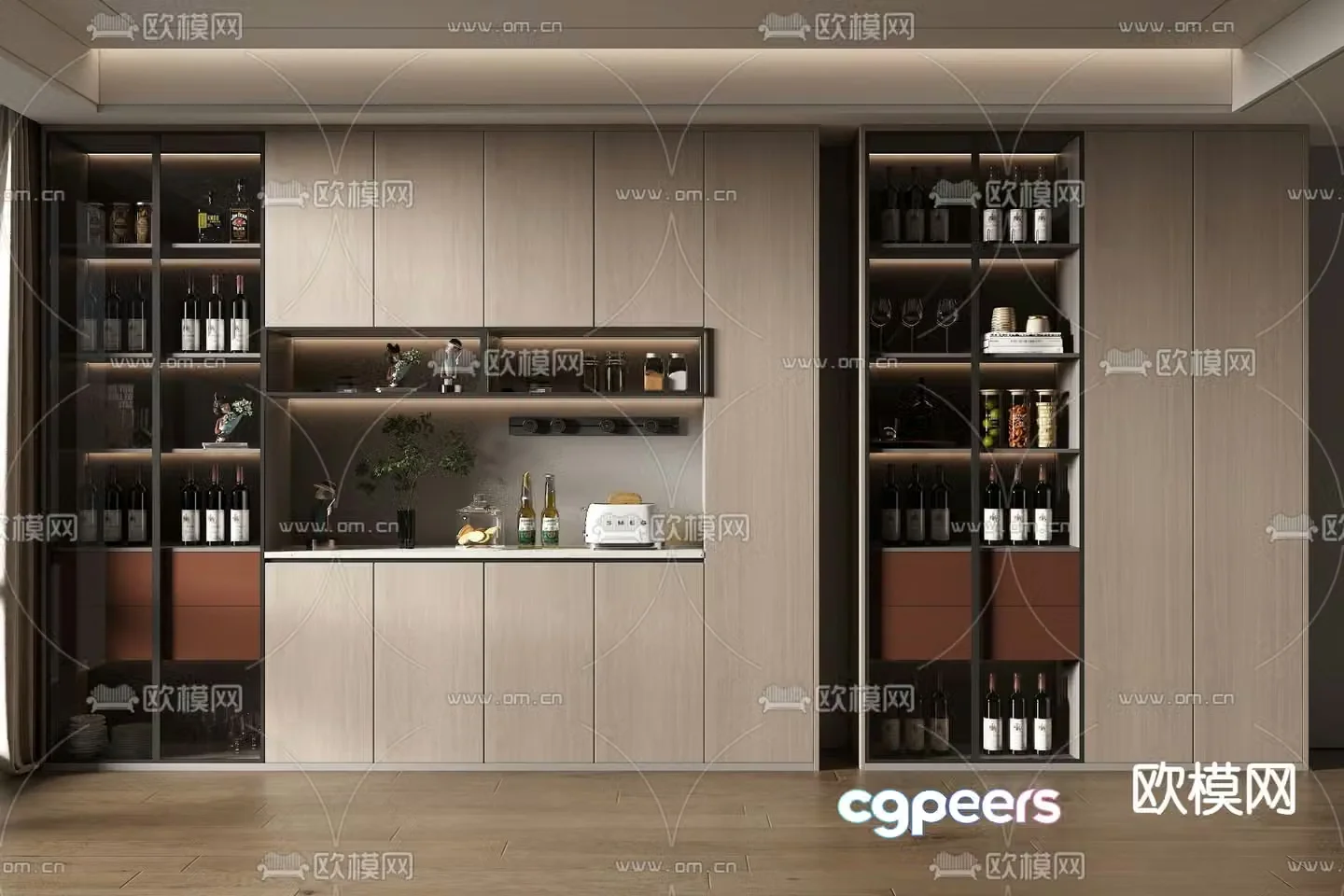 Modern wine cabinet 3d model