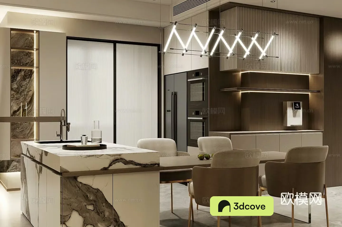 Modern light luxury home restaurant Open restaurant Island restaurant Kitchen restaurant Light luxury sideboard