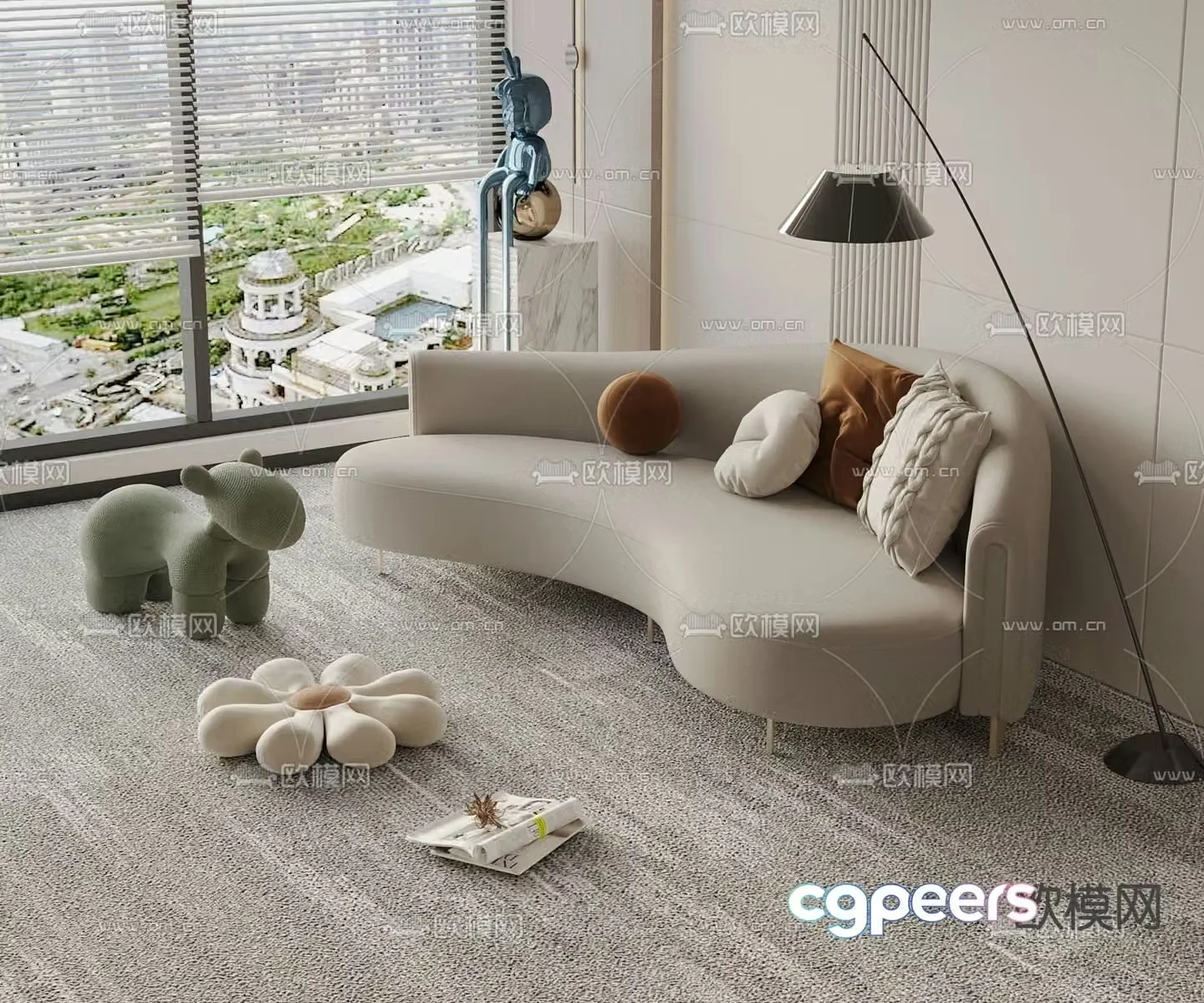 Modern curved sofa 3d model