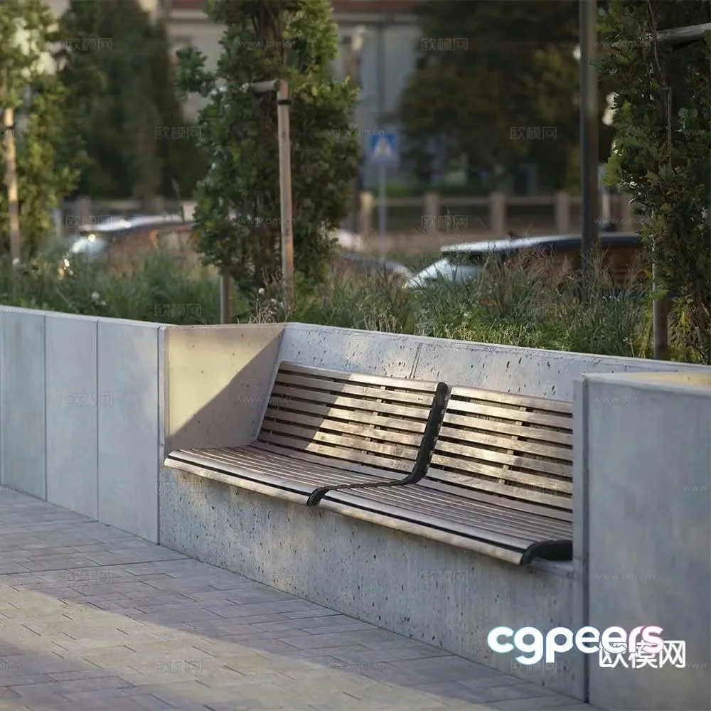 mmcite modern public chair outdoor bench 3d model
