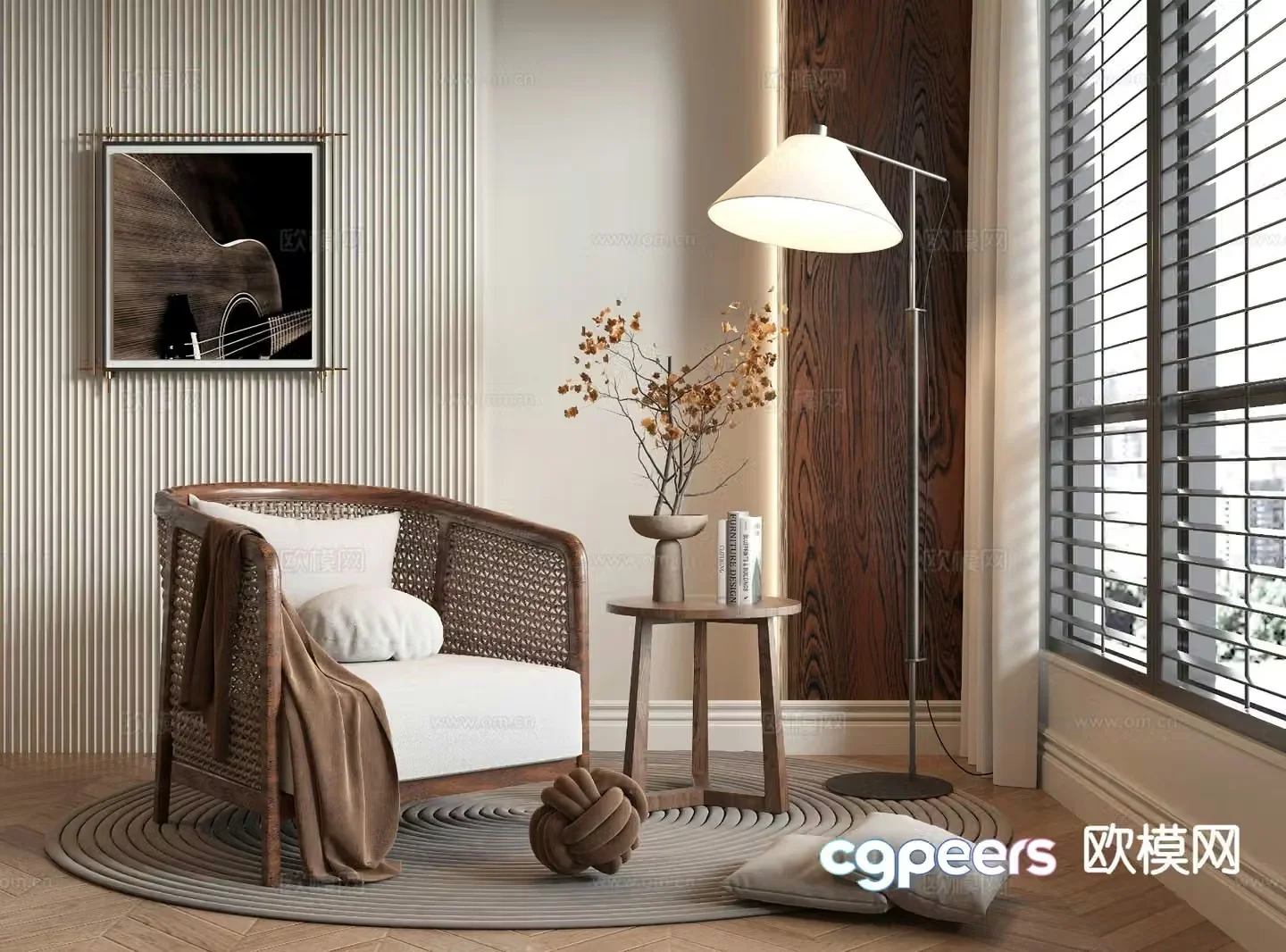 Wabi-sabi chair leisure chair sofa chair rattan chair 3d model