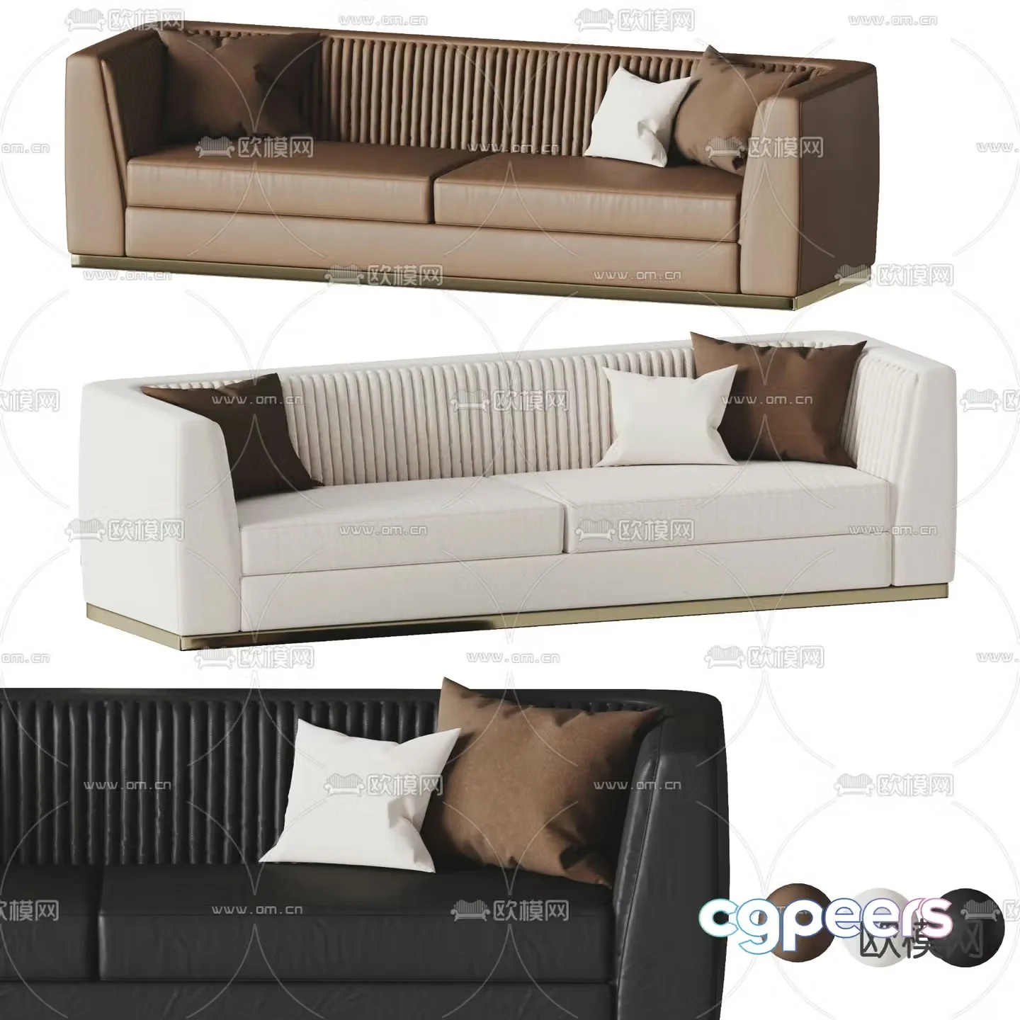 Double sofa upholstered sofa 3d model
