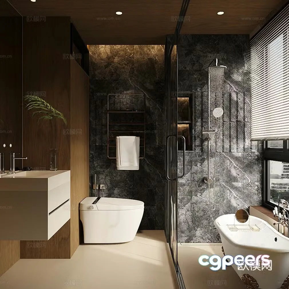 Modern light luxury bathroom dry and wet bathroom bathroom sink 3D model