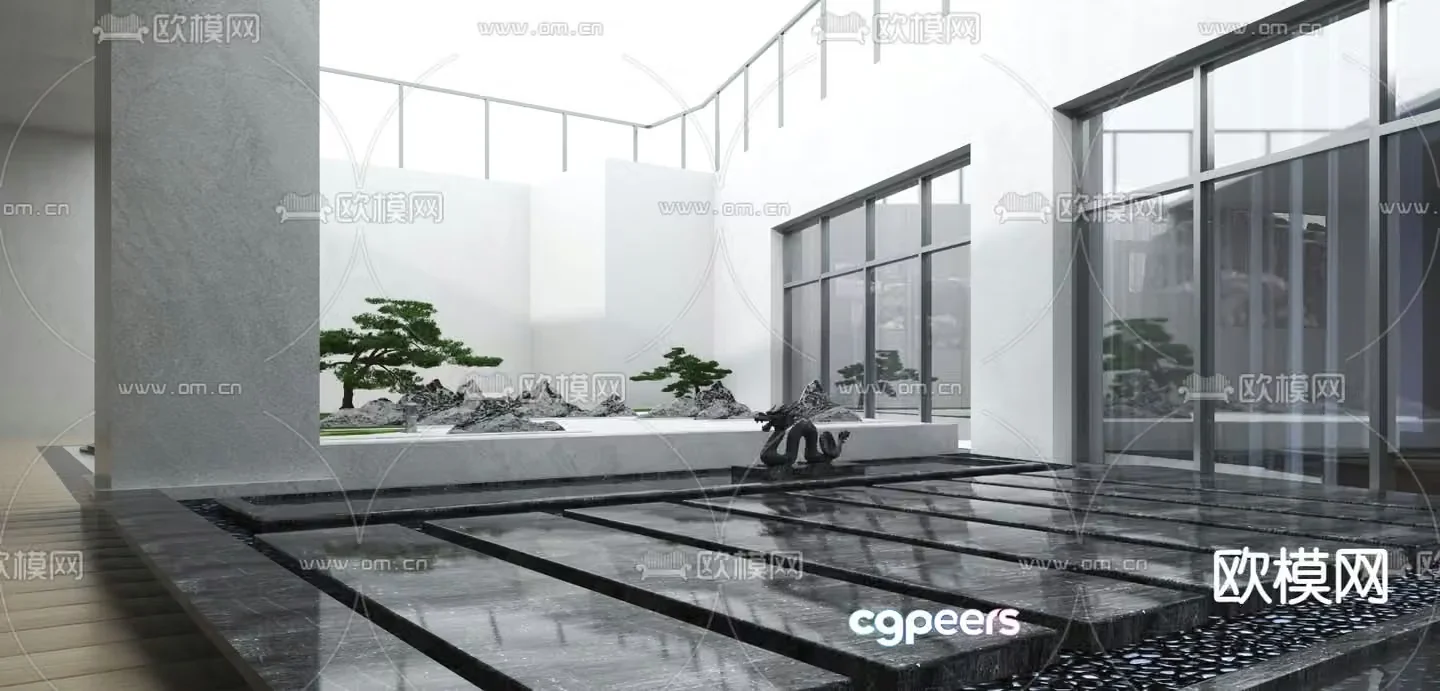 Landscape courtyard light well 3d model