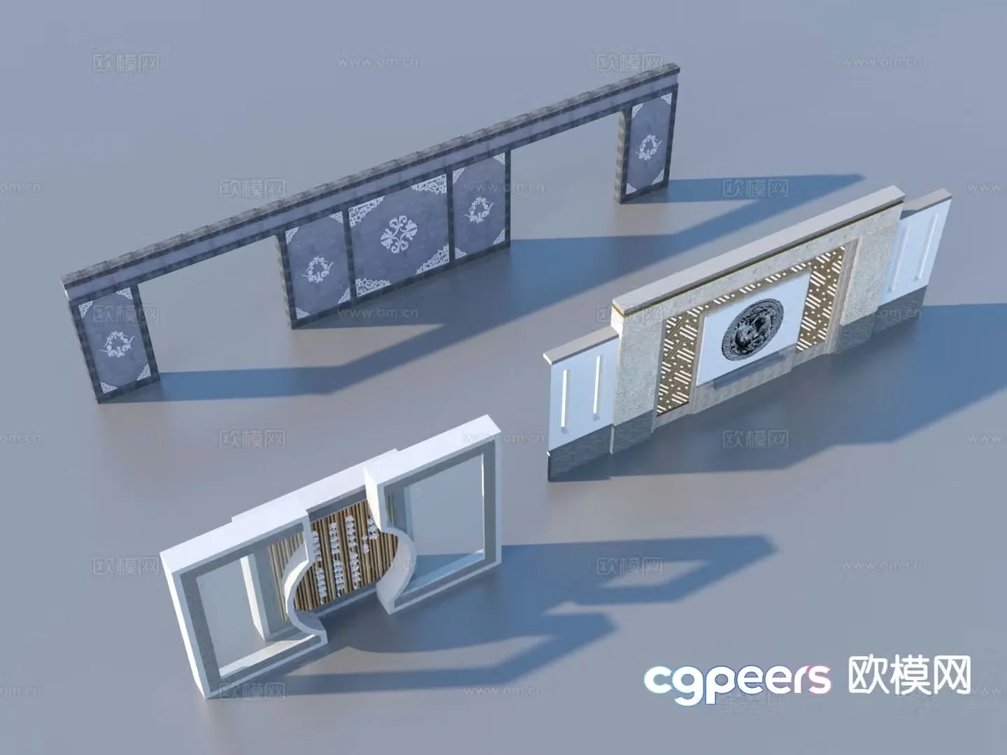Chinese style fence landscape wall courtyard wall 3d model