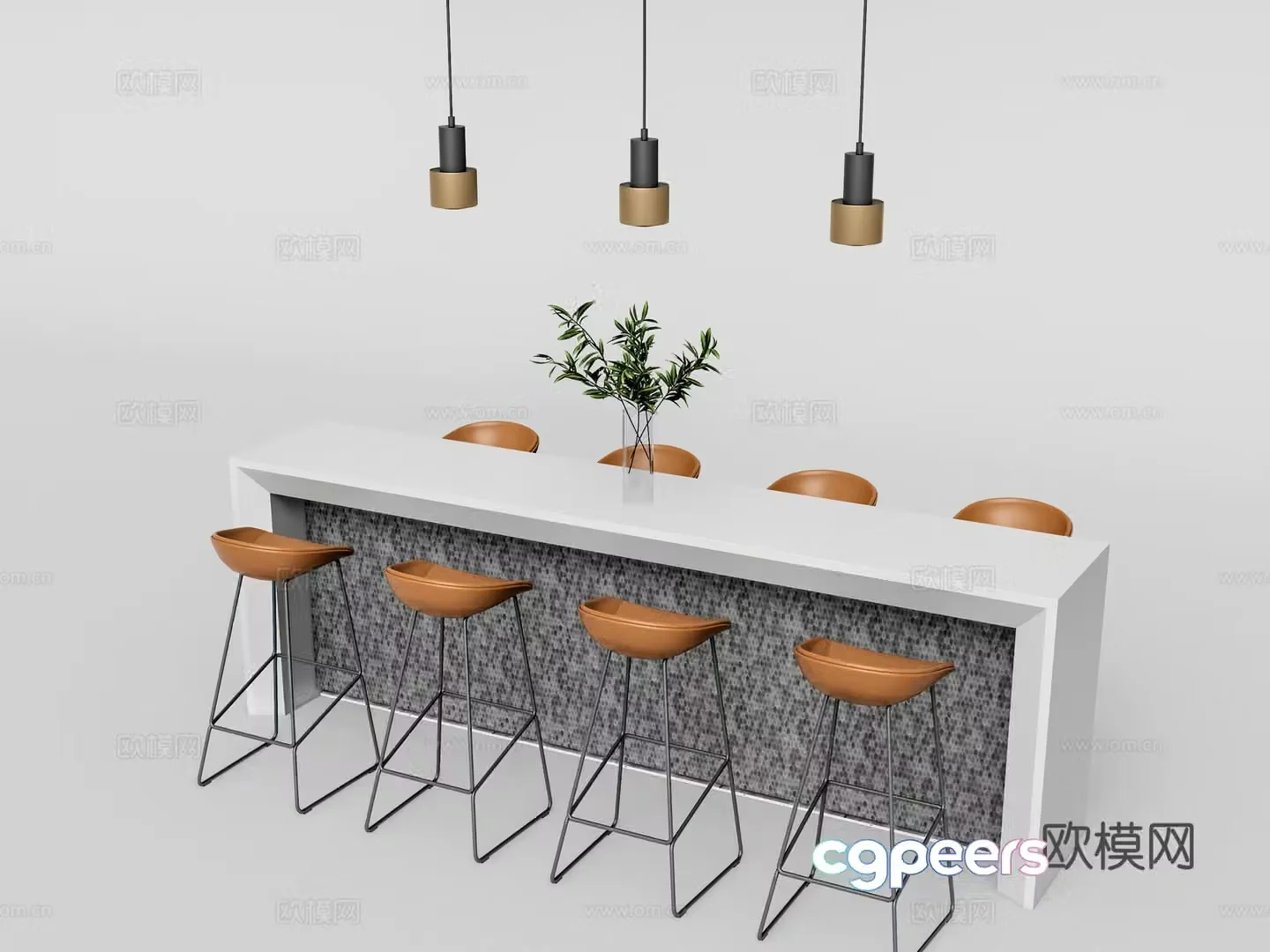 Modern water bar bar chair 3d model