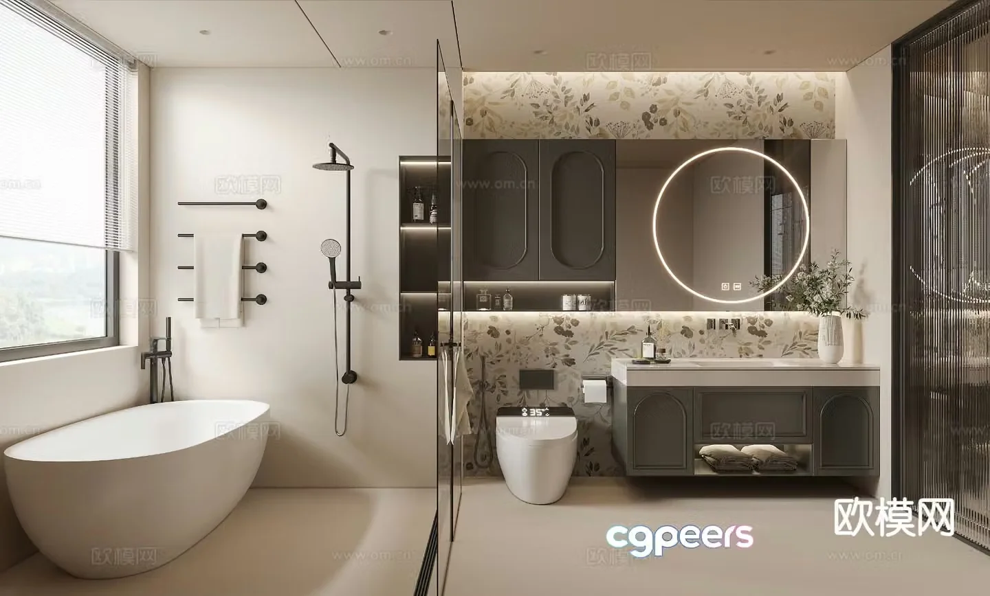 French retro bathroom bathroom 3d model