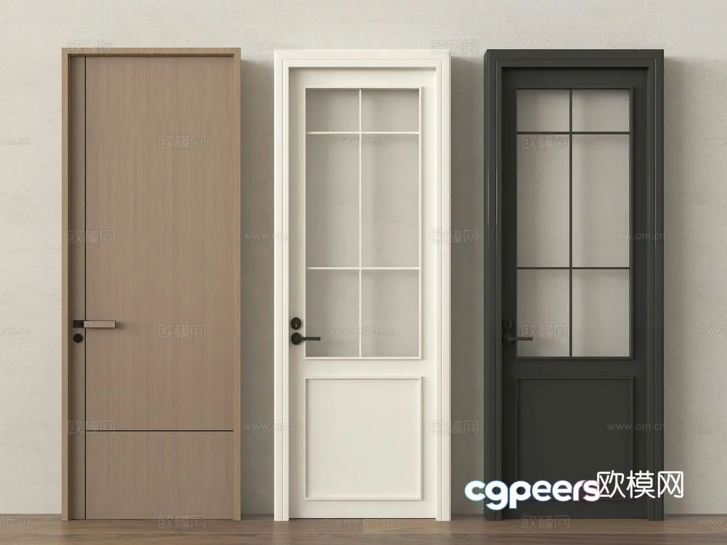 Modern and extremely simple door bedroom door swing door wooden door glass single door kitchen and bathroom door 3D model