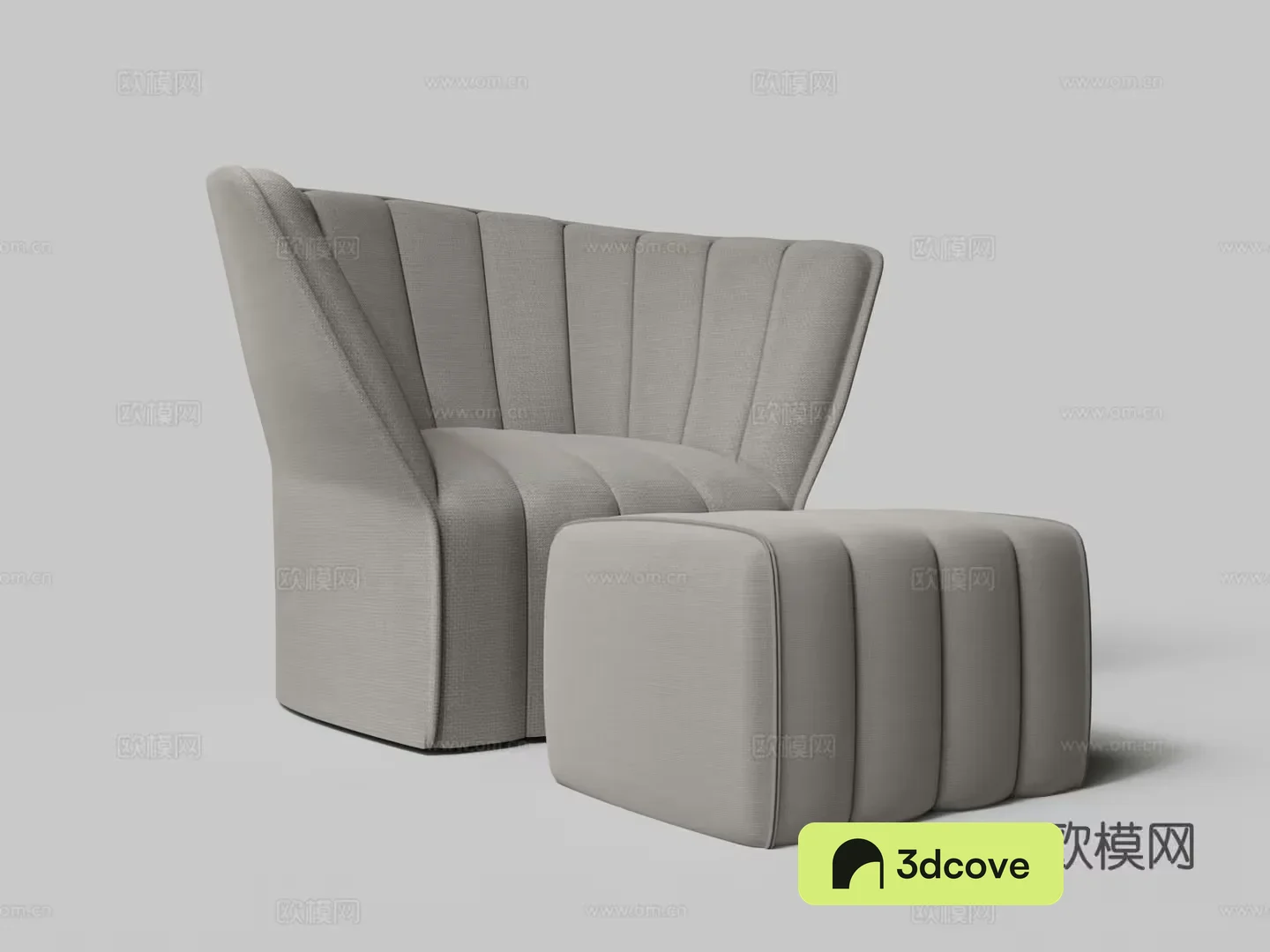 A Modern Armchair And Footstool