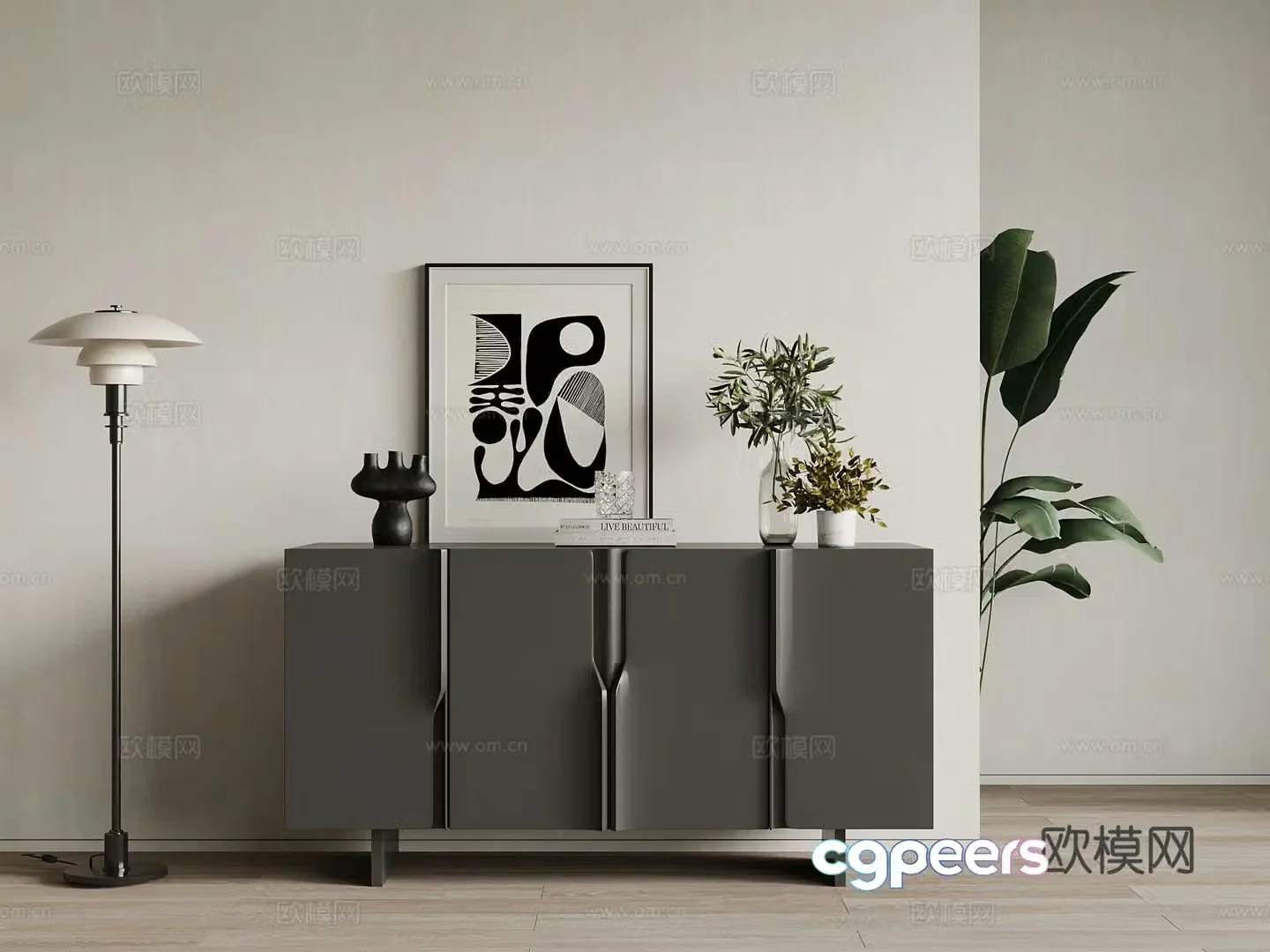 French entryway cabinet side cabinet 3d model