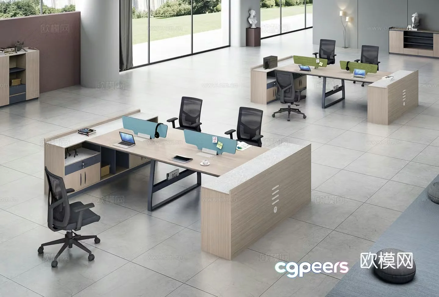 Working equipment office space office office area staff desk and chair 3d model