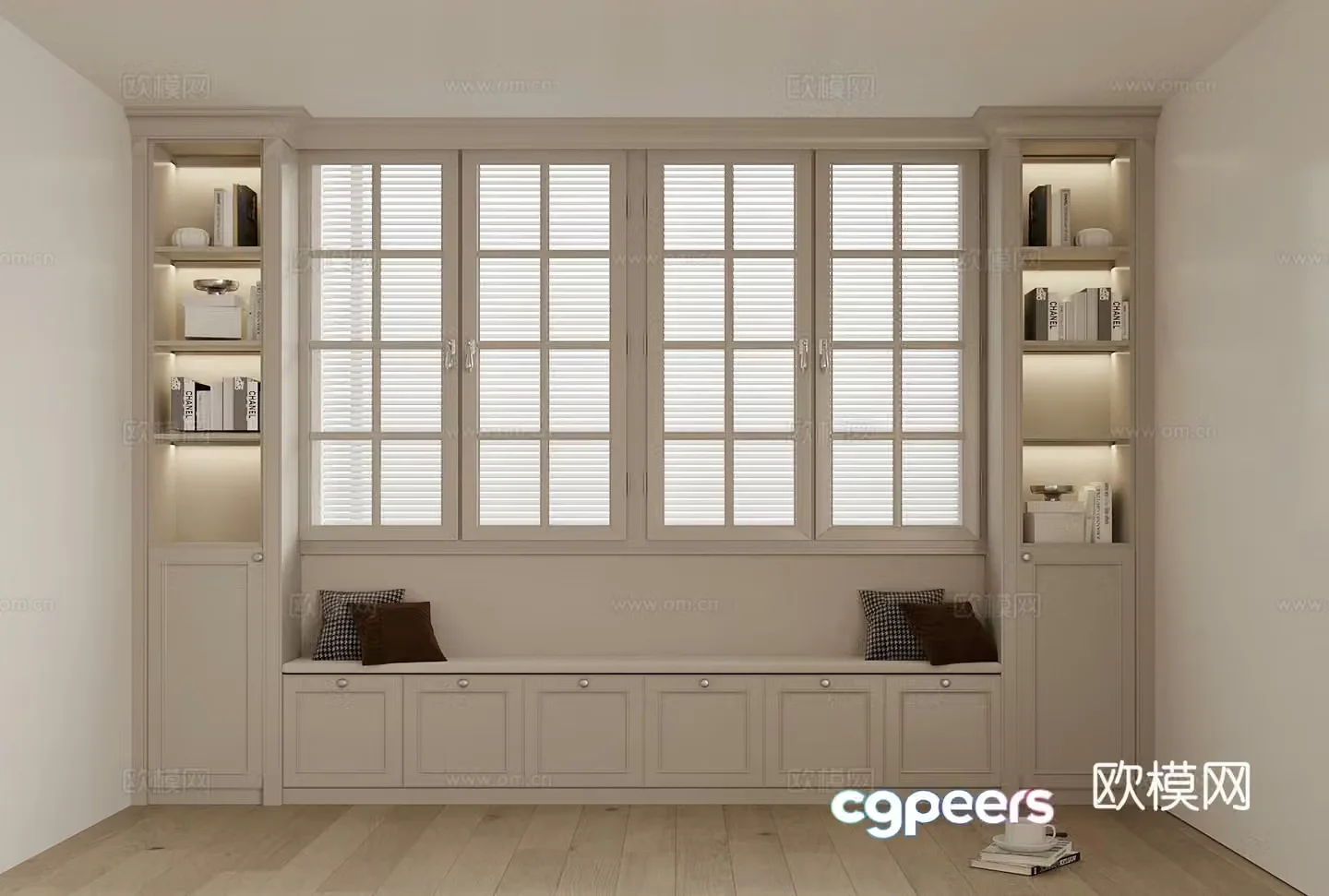 French bookcase card holder bay window cabinet 3d model