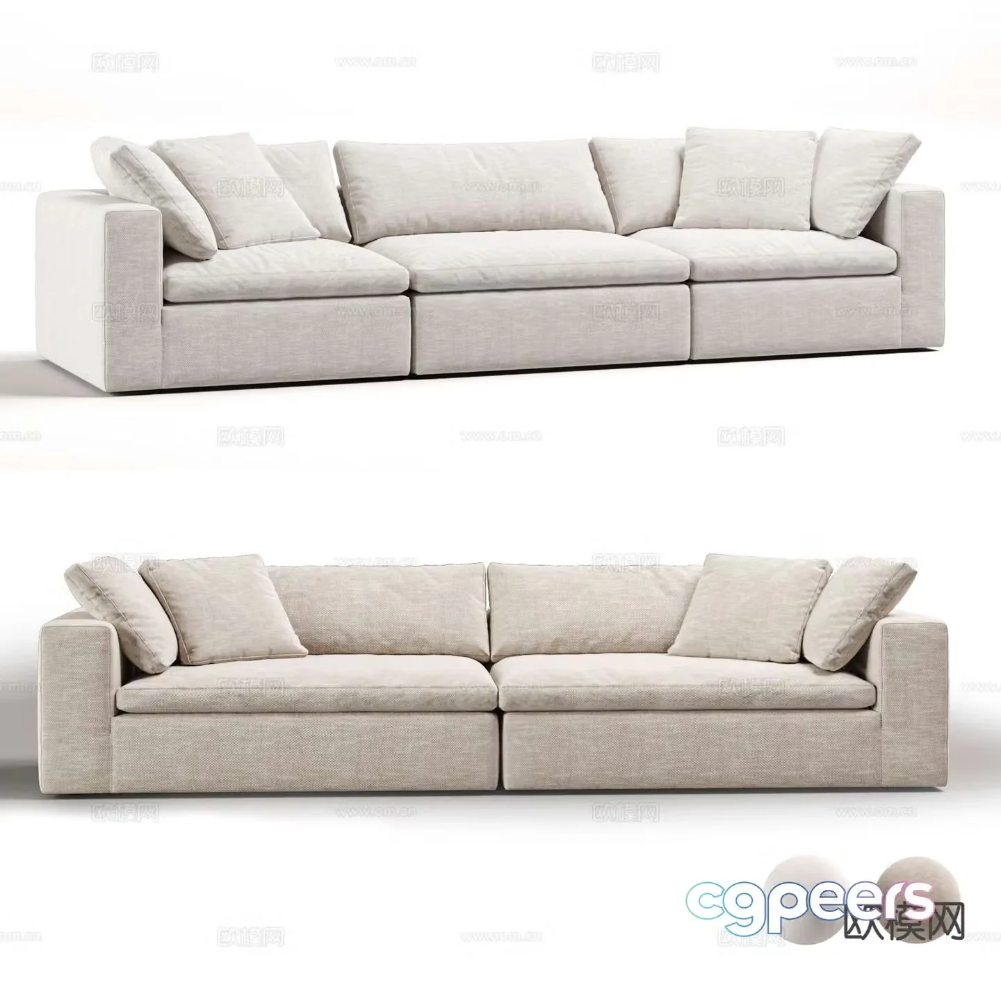 Modern three-seat sofa d model