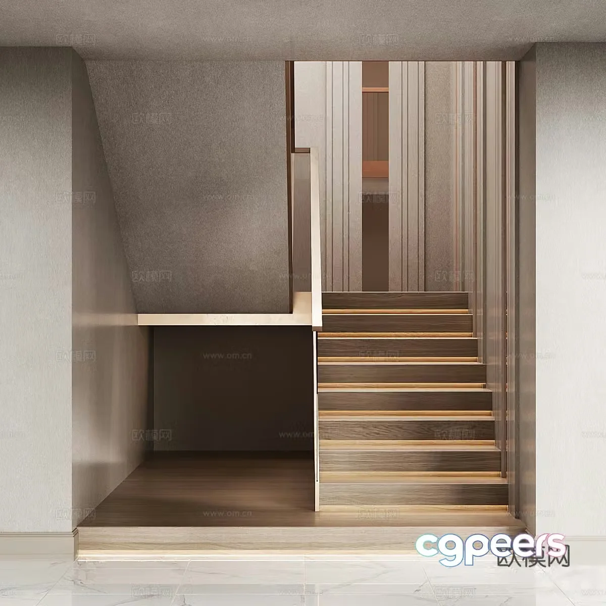 Modern light luxury staircase 3D model