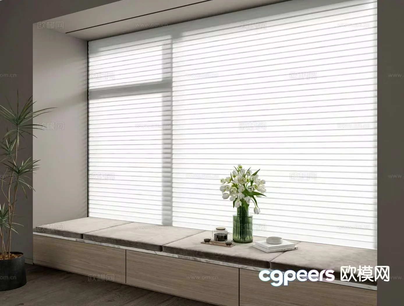 Venetian blinds Shangri-la curtains bay window 3d model