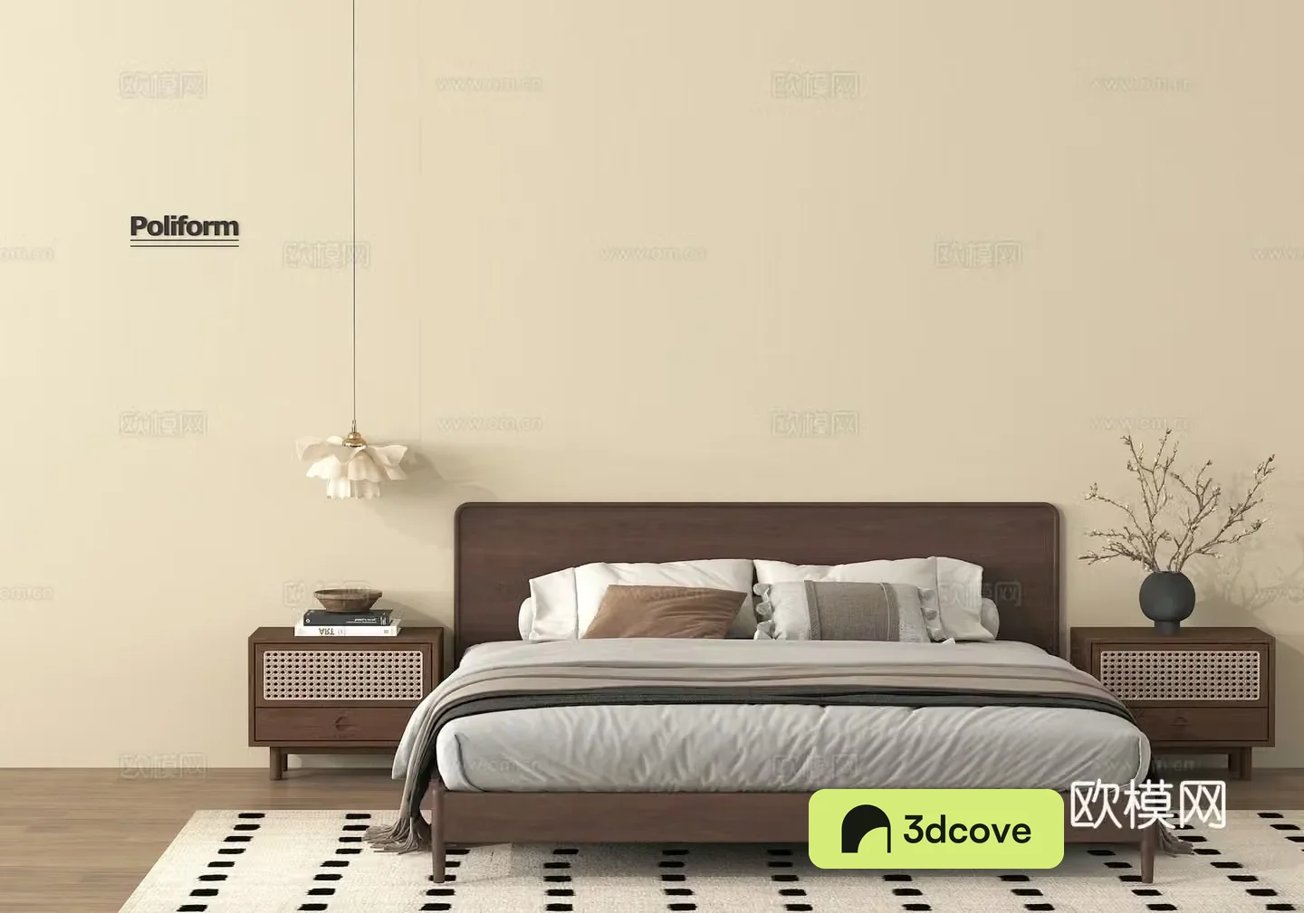 Double bed nightstand vase flower art