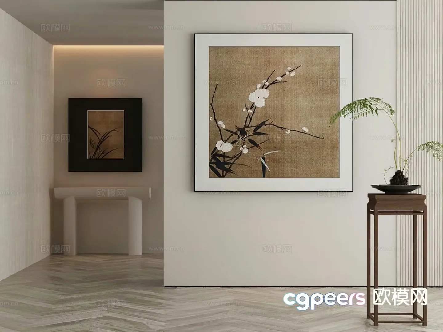 New Chinese style flower painting decorative painting 3d model