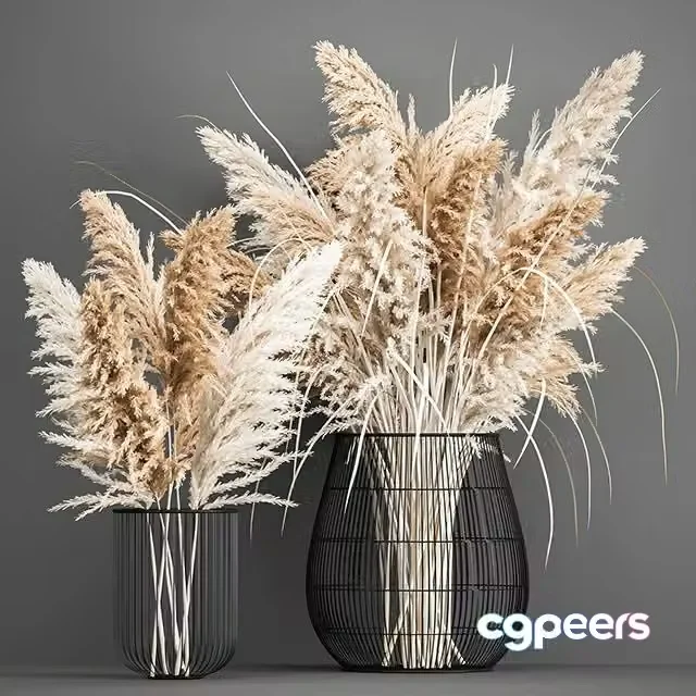 3ds Max Free – A lush bouquet of dried flowers in a basket with pampas 192