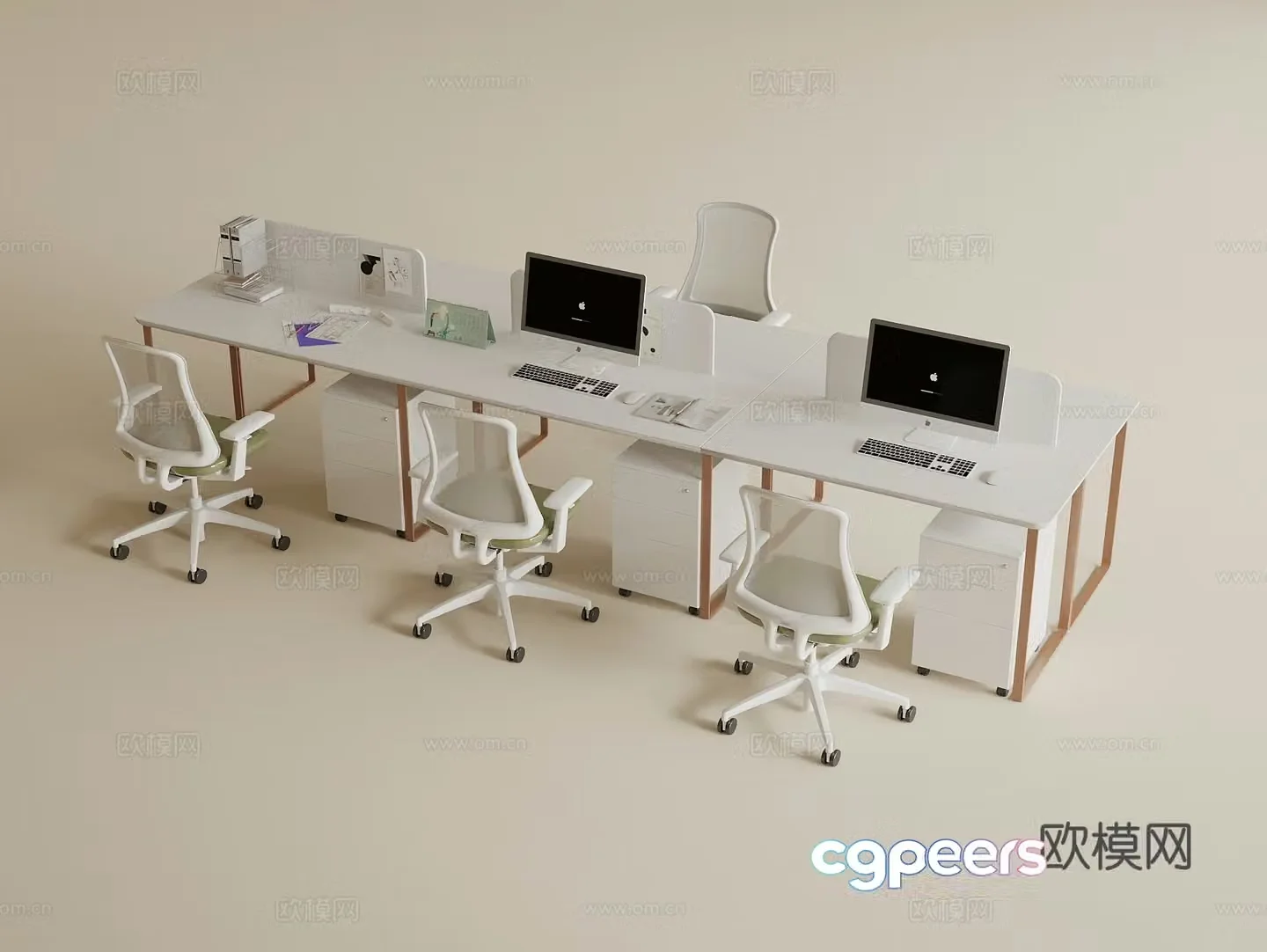 Modern public office desk and chair staff positions Public office area desk and chair Computer desk and chair 3D model