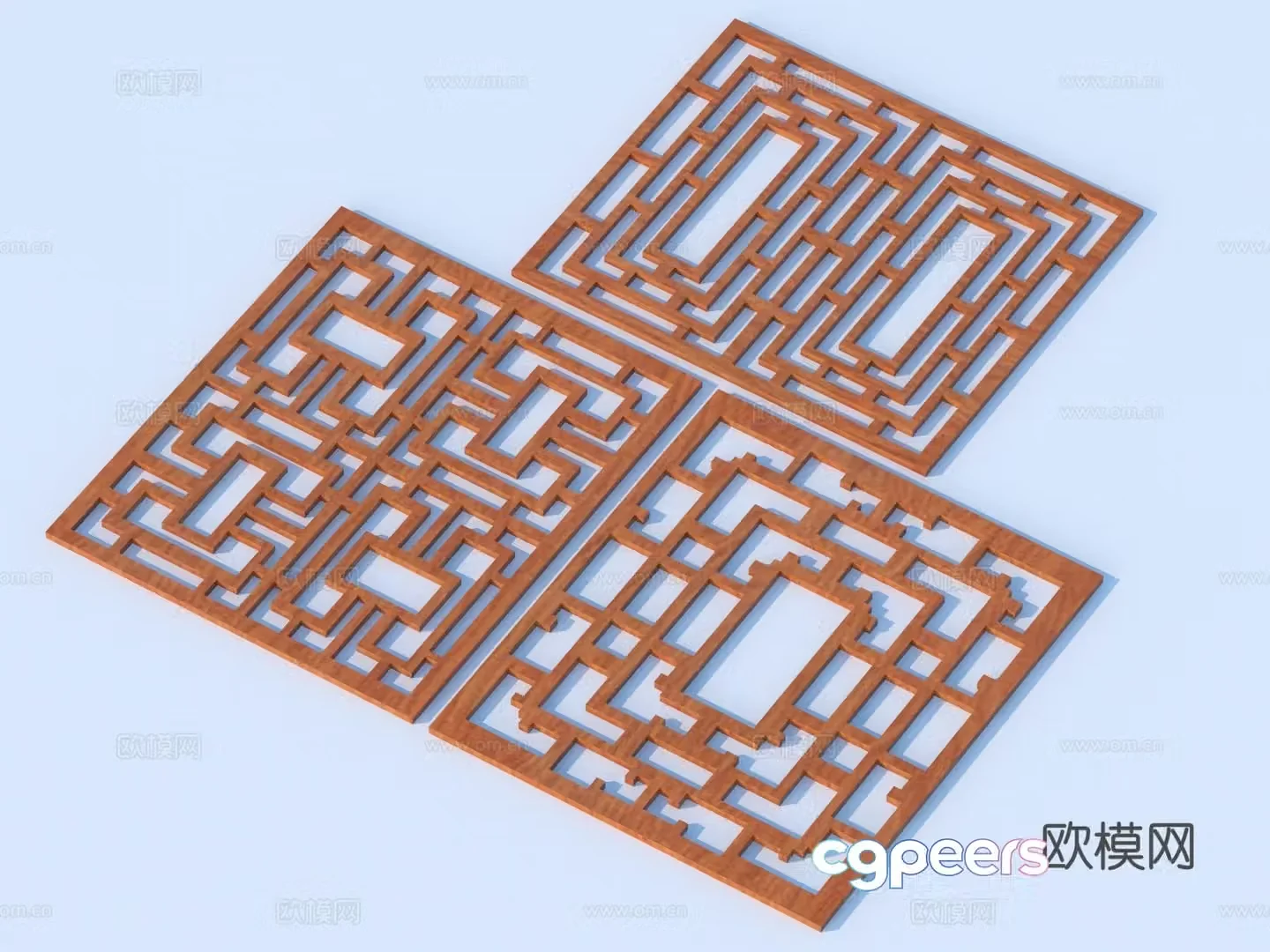 Carving window Grating window Hollow window Relief Wood carving 3D model