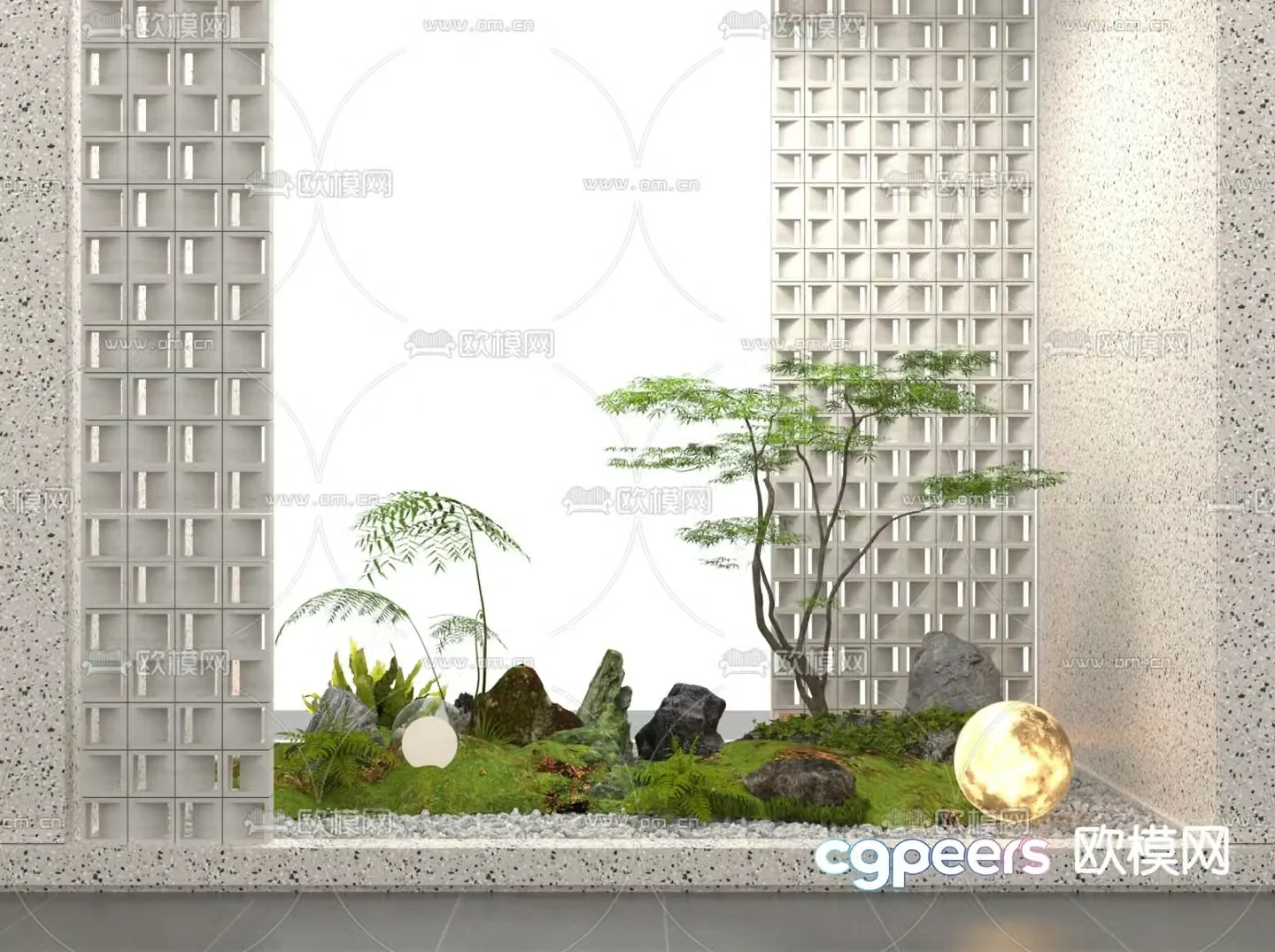 Indoor landscape green plant landscaping moss landscape 3d model