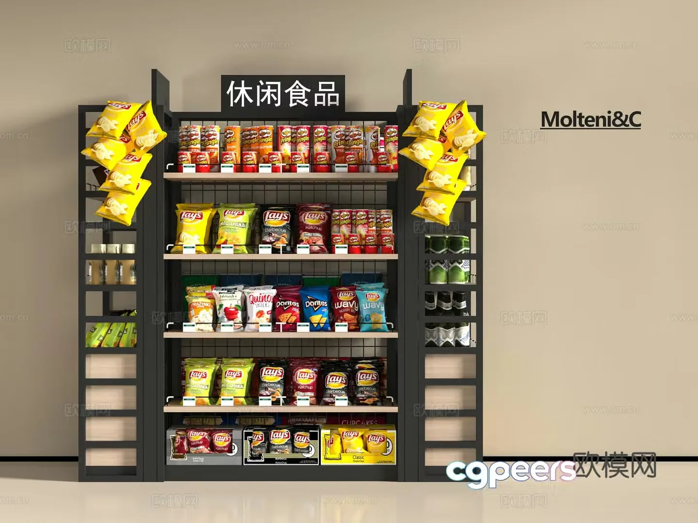 Modern supermarket shelves 3d model