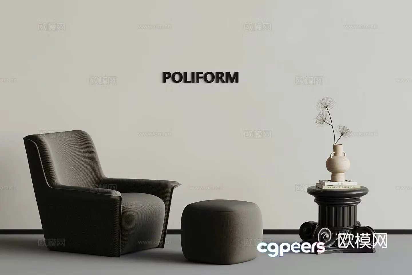 Modern casual chair side 3d model