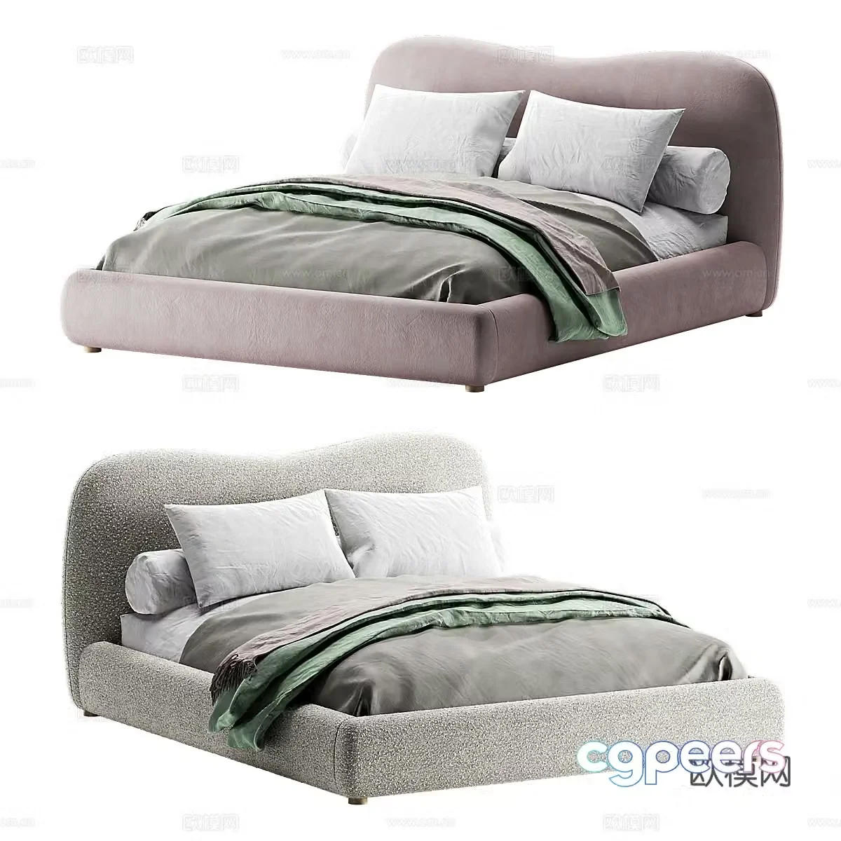 Modern double bed 3d model