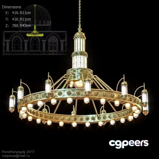 3ds Max Free – Chandelier for a mosque