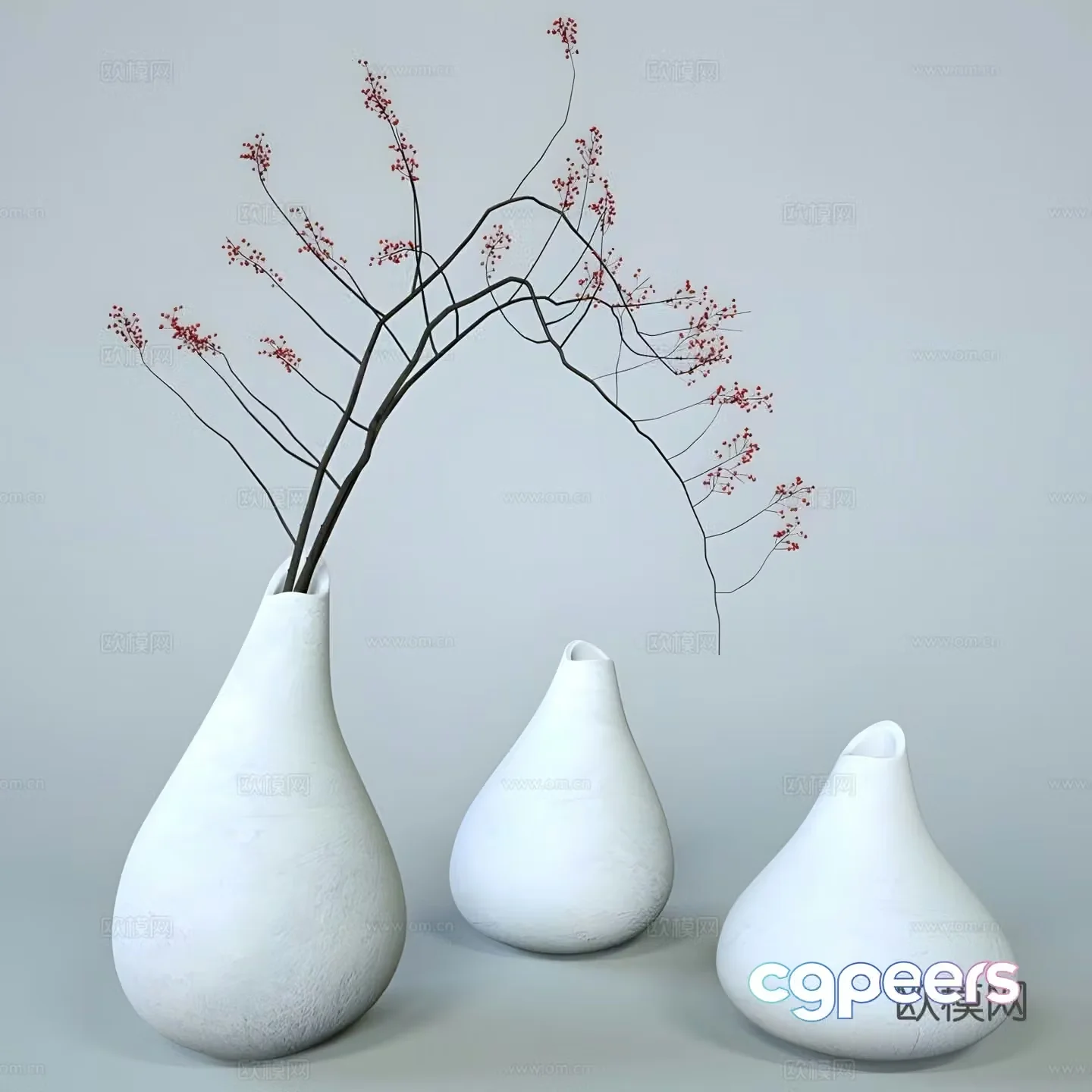 Ceramic vase floral 3d model