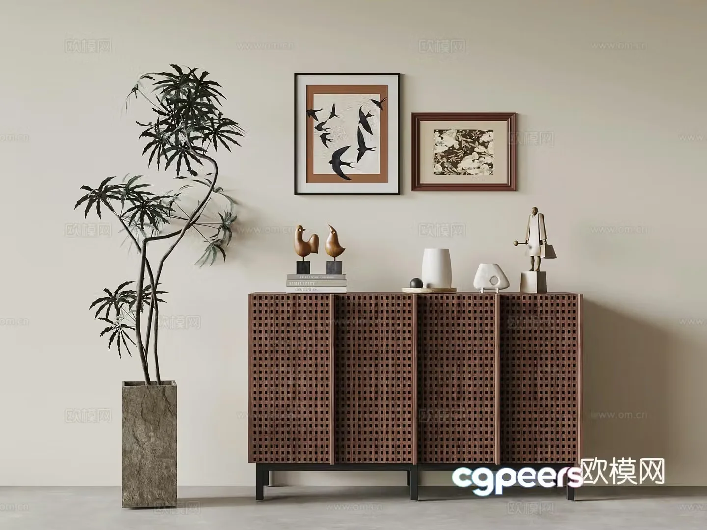 Entrance cabinet medieval style side cabinet decorative cabinet end view cabinet 3D model