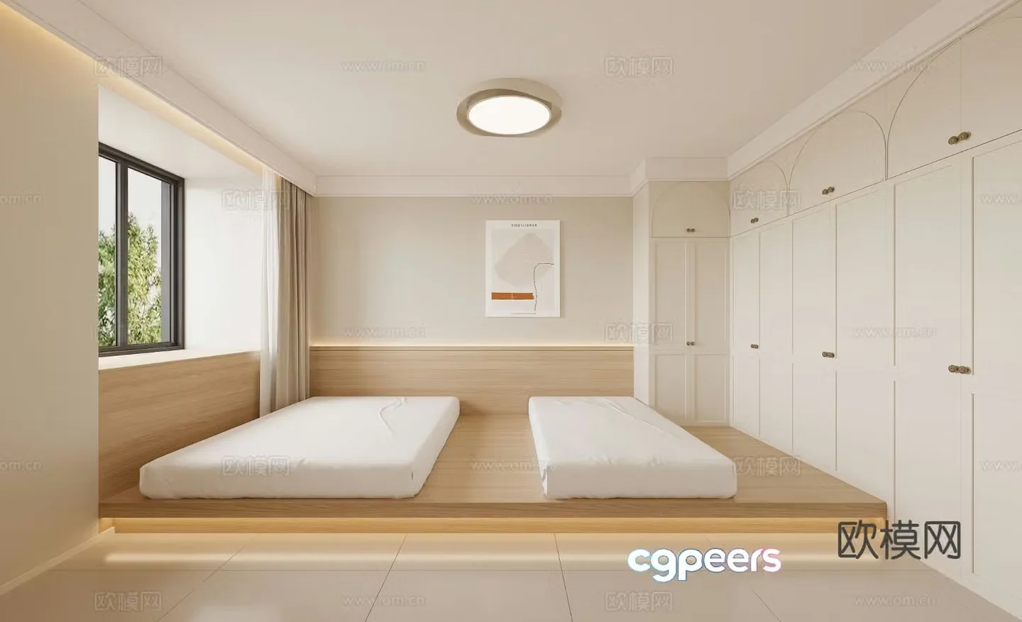 Modern tatami bedroom 3d model