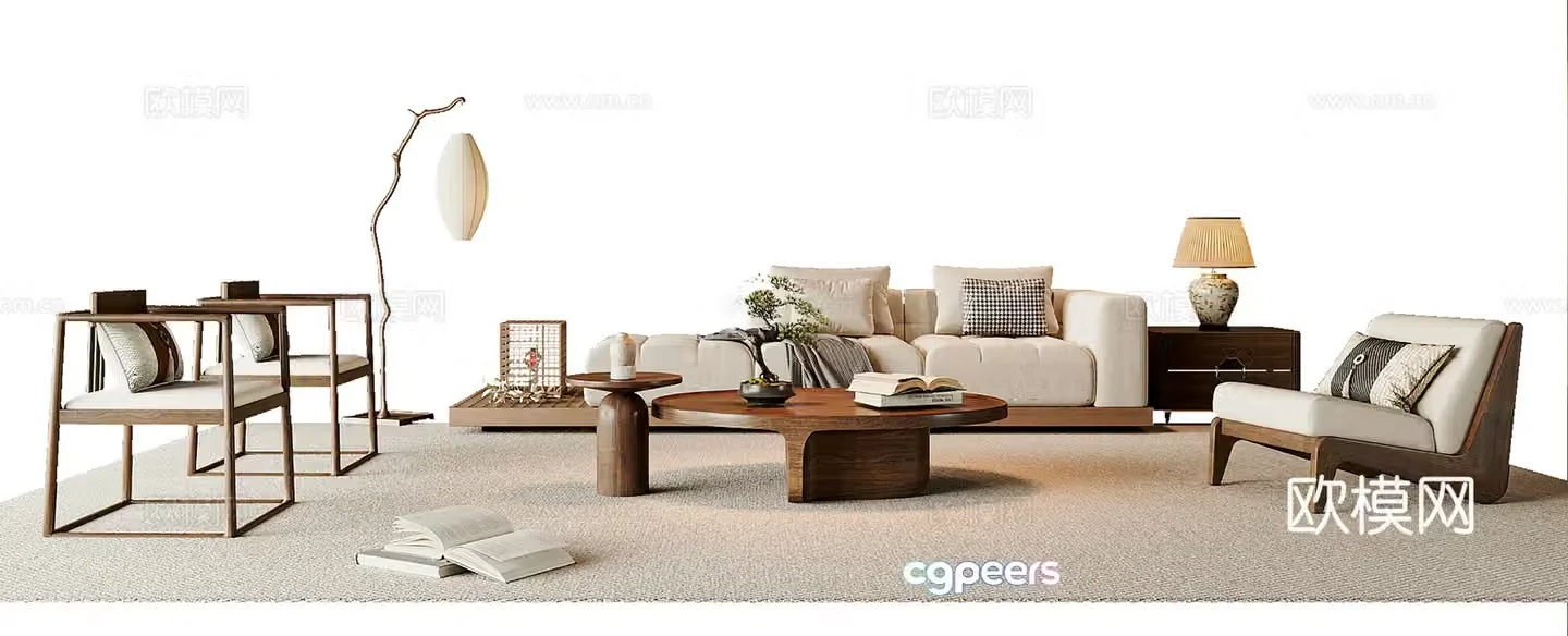 New Chinese style combination sofa 3D model