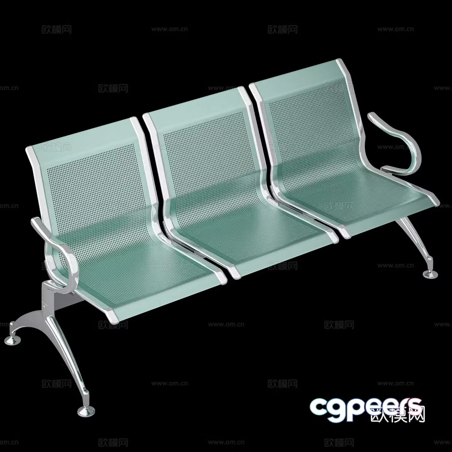 Bench row chair waiting chair hospital multi-person chair 3d model