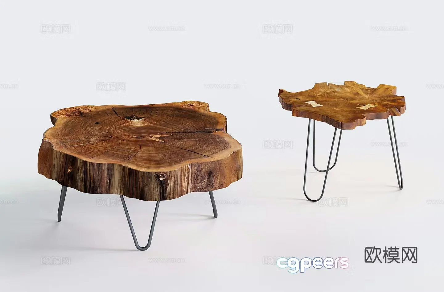 Annual ring coffee table tree stump coffee table 3d model