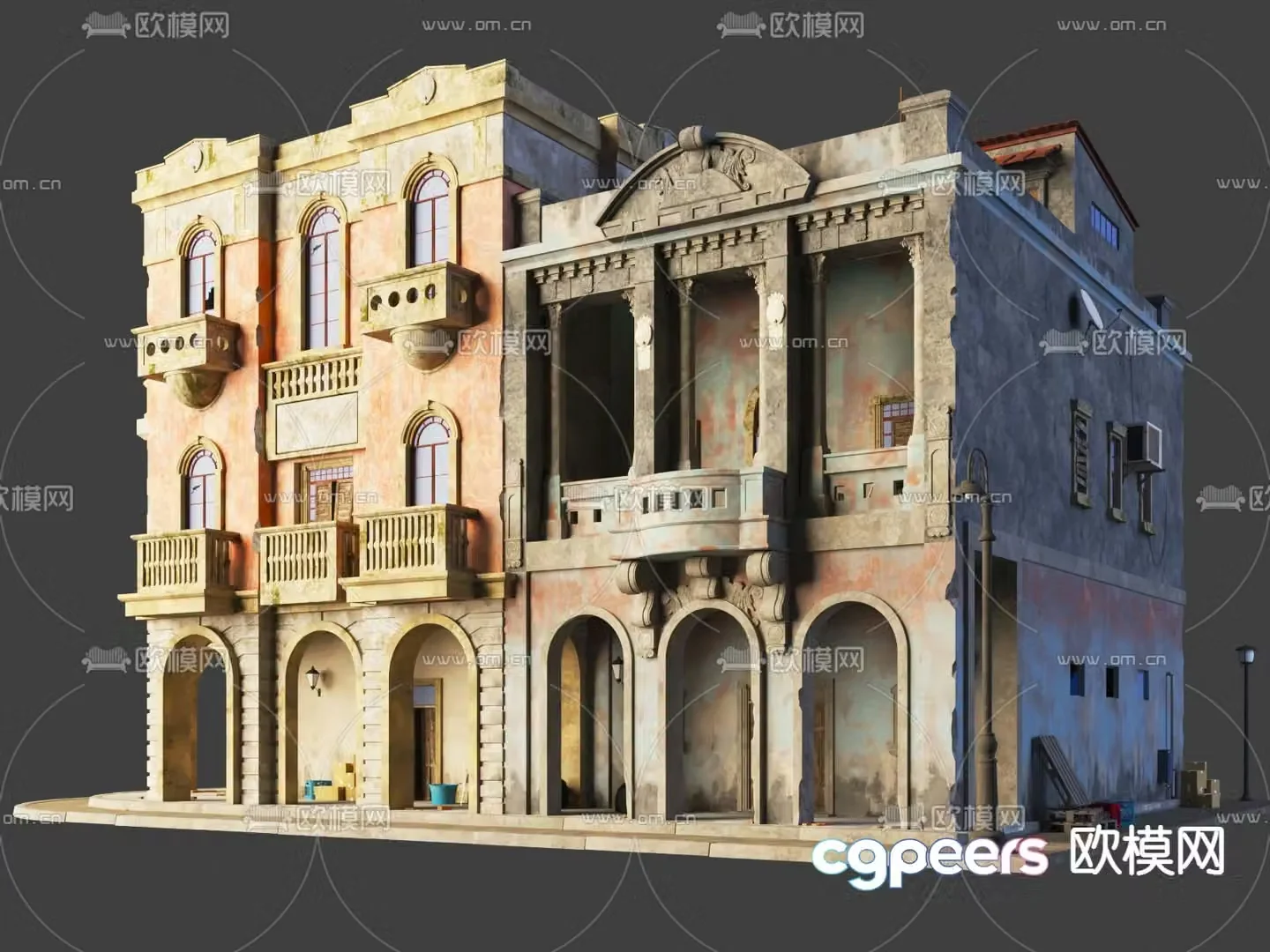 European style street building 3D model