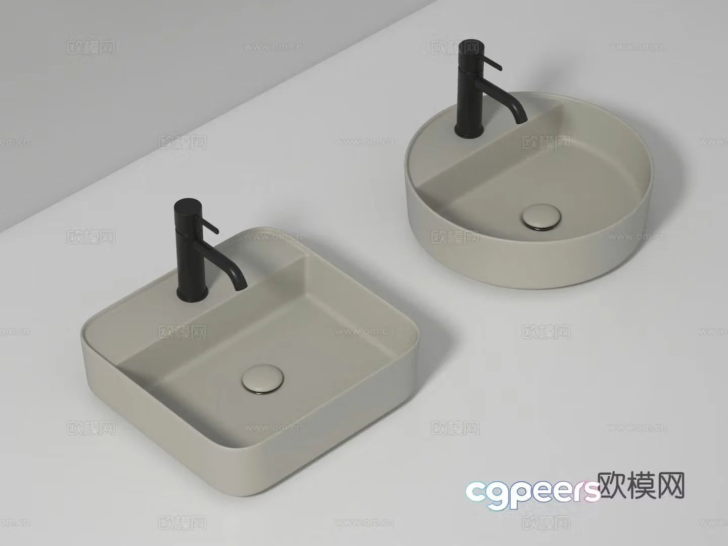 Modern washbasin under counter basin 3D model