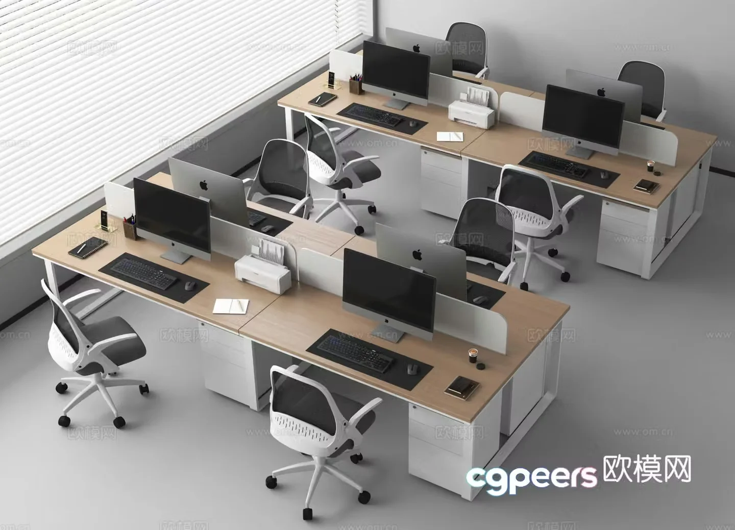 Office desk office chair employee workstation workbench office desk chair card desk table 3D model