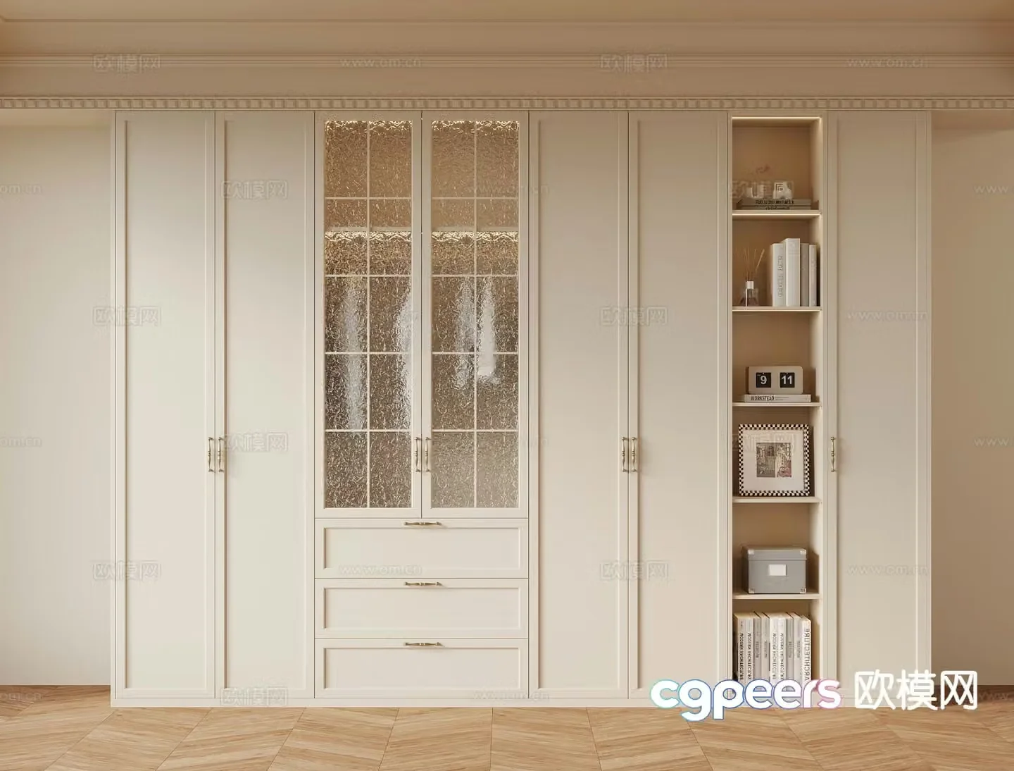 Cream Trench Wardrobe Wardrobe 3d Model