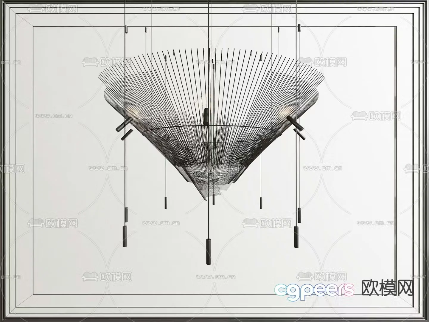 Wrought iron chandeliers hanging decorative lamp 3d model
